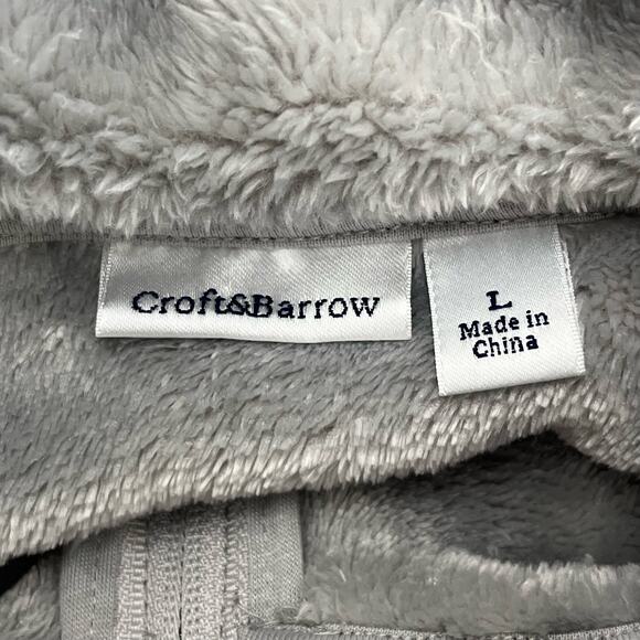 Croft & Barrow Gray Zip Up Sleeveless Soft Fleece Vest Pockets Large - Picture 4 of 8